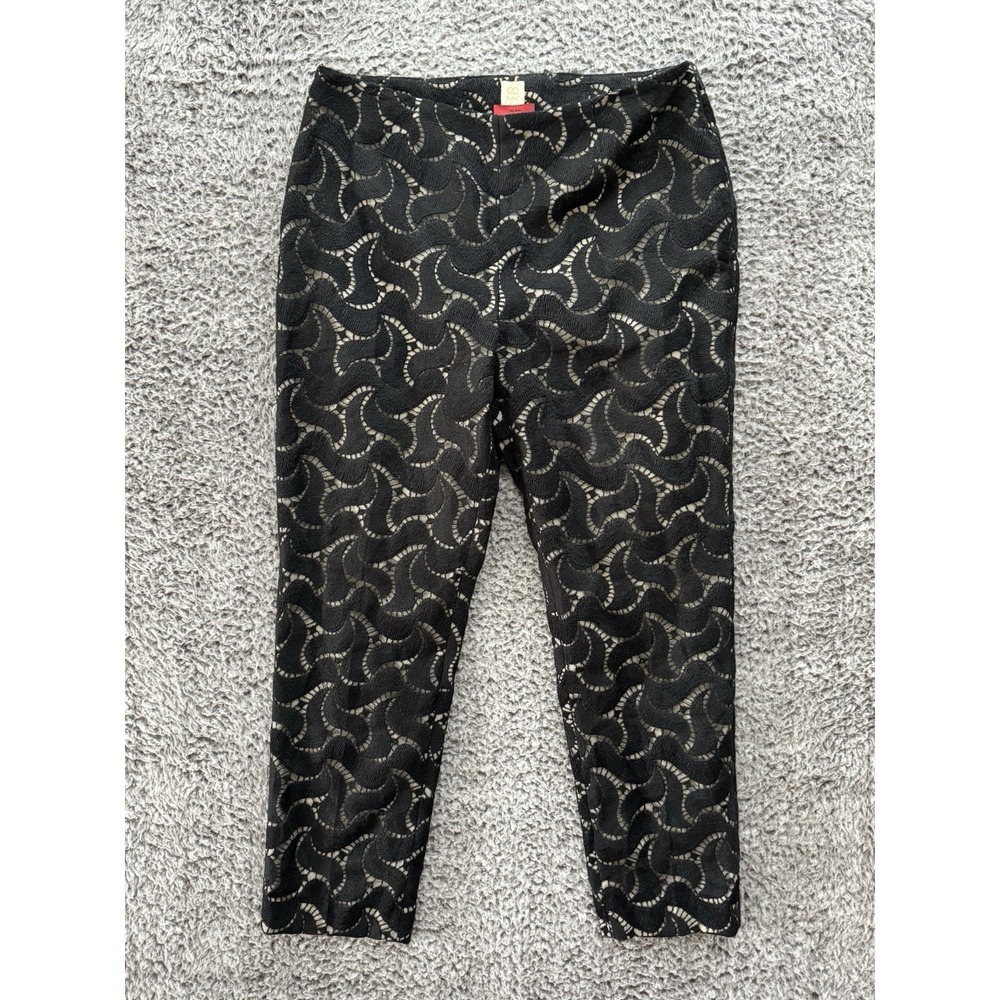 True Royal Ikram Fodera Black Abstract Print Cotton Pants‎ Sz 46 Made In Italy